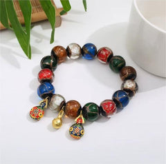 Incense Ash Colored Glazed Beaded Bracelets, Gold-Swallowing Beast Bracelets, with the same design for both men and women