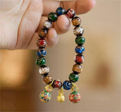 Incense Ash Colored Glazed Beaded Bracelets, Gold-Swallowing Beast Bracelets, with the same design for both men and women