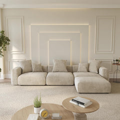 TikTok Hot! Oversized Beige Modular Sofa with Chaise & Ottoman