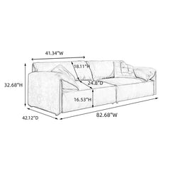 Gray Velvet Modular Sofa with Reversible Cushions & Solid Frame