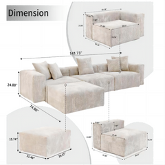 TikTok Hot! Oversized Beige Modular Sofa with Chaise & Ottoman