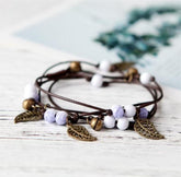 Bohemian Ceramic Multi-Layer Bracelets for Women, with Sweet Bells and Leaves, Versatile Waist Chains