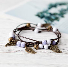Bohemian Ceramic Multi-Layer Bracelets for Women, with Sweet Bells and Leaves, Versatile Waist Chains