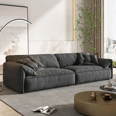 Gray Velvet Modular Sofa with Reversible Cushions & Solid Frame