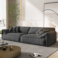 Gray Velvet Modular Sofa with Reversible Cushions & Solid Frame