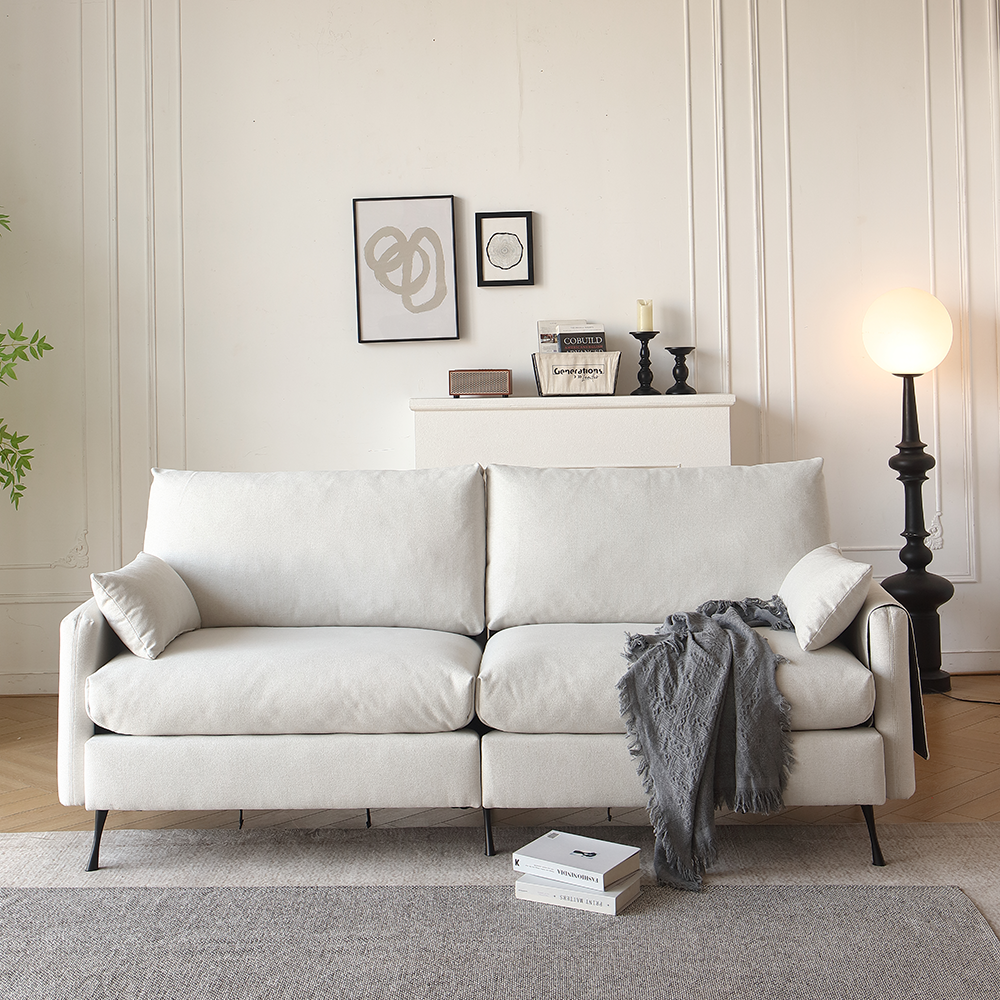 [ IN STOCK ] High-Leg Detachable 3-Seater Fabric Sofa
