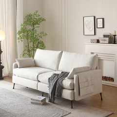 [ IN STOCK ] High-Leg Detachable 3-Seater Fabric Sofa